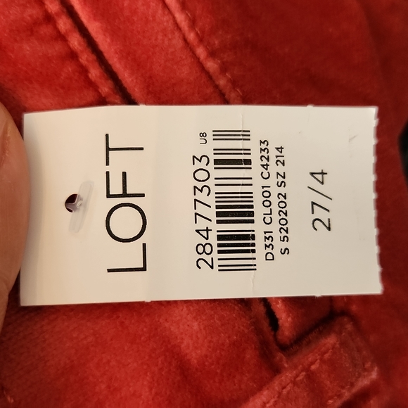 NWT Loft Velvet High Waist Wide Leg Pants Size 4/27 Vibrant Coral - Picture 8 of 8